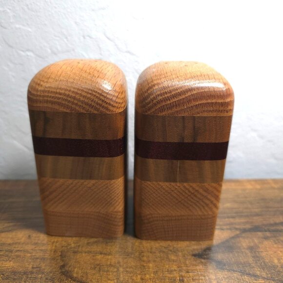 Vintage Don Shoemaker Danish Handcrafted Wooden Salt & Pepper Shaker Set MCM - Picture 6 of 9